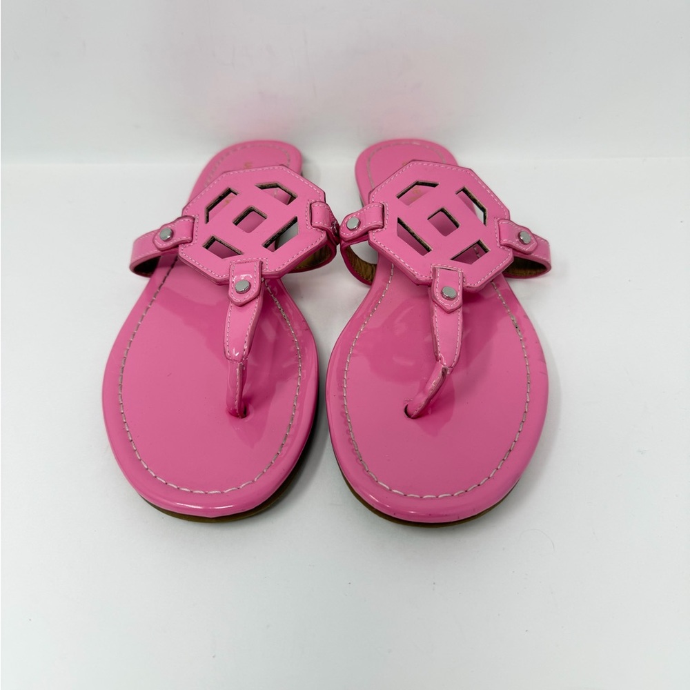 J. McLaughlin Lucy Patent Leather Thong Sandal Pink Size 7